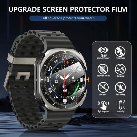Diruite 4-Stück Schutzfolie für Samsung Galaxy Watch Ultra 47mm(2025/2024) Displayschutzfolie,Anti-Kratzen HD Gehärtetes Glas Schutz Glas Displayschutz (Packung mit 2)