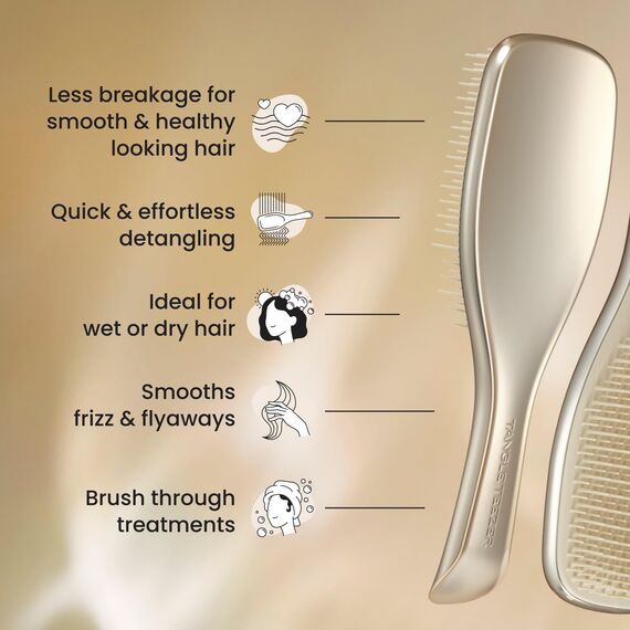 Tangle Teezer Ultimate Detangler Haarbürste – Nasses & Trockenes Haar – Entwirrungsbürste für Alle Haartypen – Zweistufige Borsten Reduzieren Haarbruch & Knoten – Champagner Gold mit Chrom-Finish