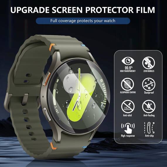 Diruite 4-Stück Schutzfolie für Samsung Galaxy Watch 7/6/5/4 44mm Displayschutzfolie,Anti-Kratzen HD Gehärtetes Glas Schutz Glas Displayschutz(Durchmesser 41mm) (Packung mit 2)
