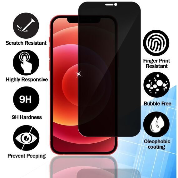 RKINC 3 Stück, Sichtschutz Panzerglas für iPhone 12 Mini 5.4-Inch, Anti-Spähen Panzer Schutz Glas HD Displayschutzfolie, 0,33 mm kratzfest, splitterfrei, blasenfre
