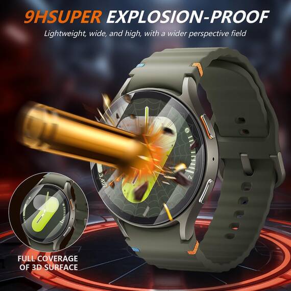 Diruite 4-Stück Schutzfolie für Samsung Galaxy Watch 7 44mm Displayschutzfolie,Anti-Kratzen HD Gehärtetes Glas Schutz Glas Displayschutz