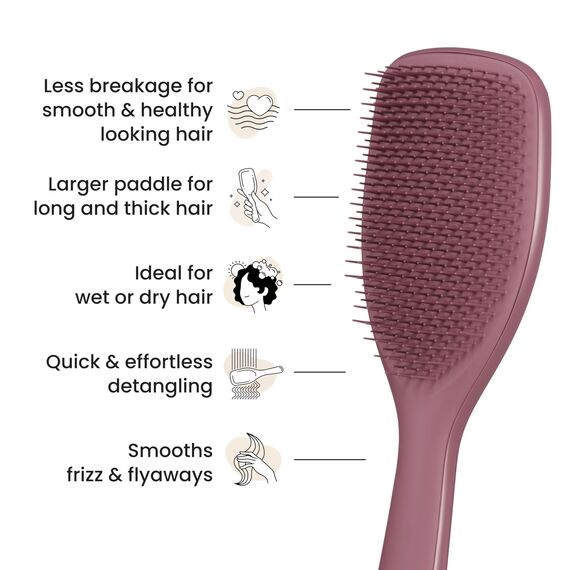 Tangle Teezer Große Ultimate Detangler Haarbürste – Nasses & Trockenes Haar – Entwirrungsbürste für Dickes, Lockiges & Langes Haar – Zweistufige Borsten Reduzieren Haarbruch & Knoten – Rosa Samt