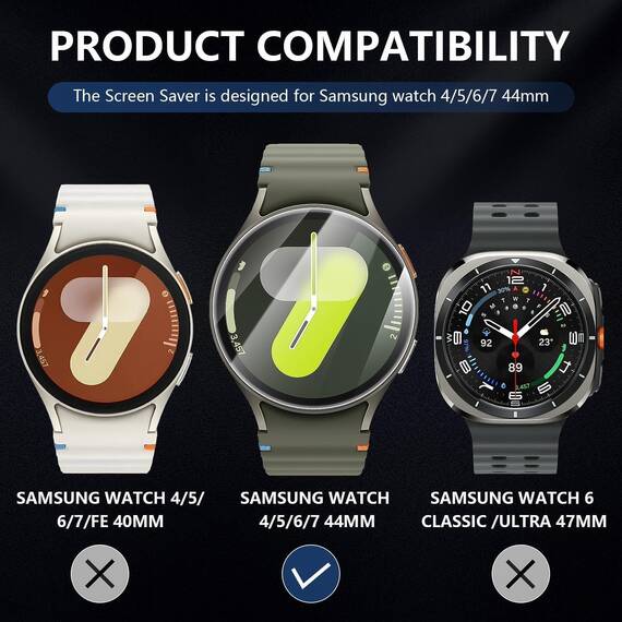 Diruite 4-Stück Schutzfolie für Samsung Galaxy Watch 7/6/5/4 44mm Displayschutzfolie,Anti-Kratzen HD Gehärtetes Glas Schutz Glas Displayschutz(Durchmesser 41mm) (Packung mit 2)