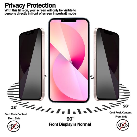 RKINC 3 Stück, Sichtschutz Panzerglas für iPhone 13, 13 Pro, 14, Anti-Spähen Panzer Schutz Glas HD Displayschutzfolie, 0,33 mm kratzfest, splitterfrei, blasenfre