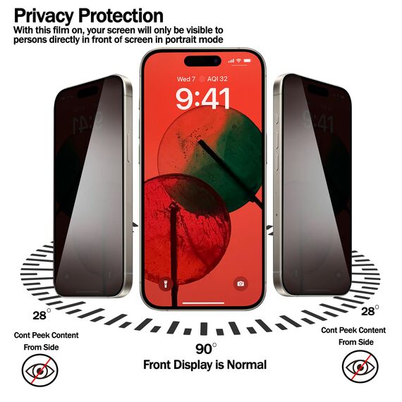 RKINC 3 Stück, Sichtschutz Panzerglas für iPhone 16 6.1-Inch, Anti-Spähen Panzer Schutz Glas HD Displayschutzfolie, 0,33 mm kratzfest, splitterfrei, blasenfre