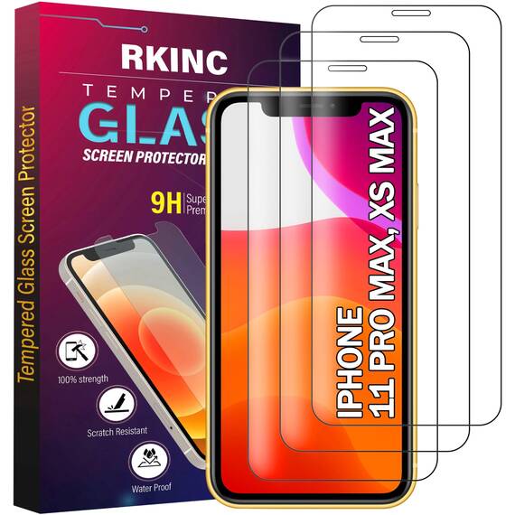 RKINC 3 Stück, Panzerglas Schutz Glas für iPhone 11 Pro Max/XS Max 6.5-Inch, Panzer HD Displayschutzfolie, 0,33 mm kratzfest, splitterfrei, blasenfrei, lebenslangeGarantie