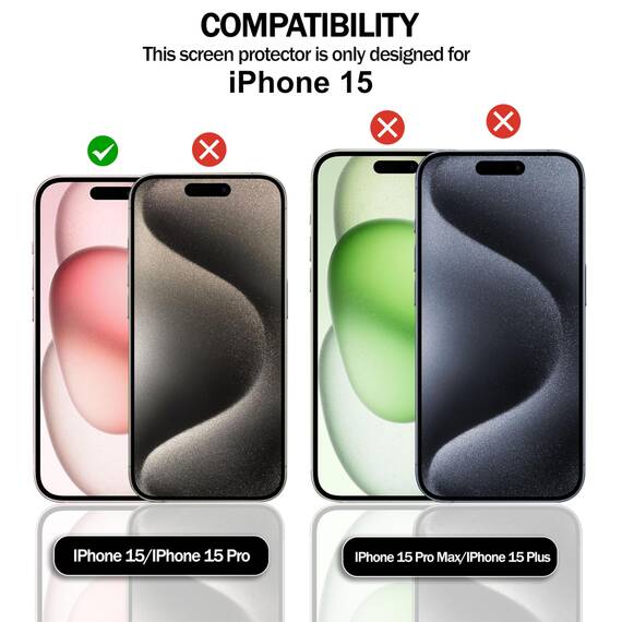RKINC 3 Stück, Panzerglas Schutz Glas für iPhone 15 / iPhone 15 Pro 6.1-Inch, Panzer HD Displayschutzfolie, 0,33 mm kratzfest, splitterfrei, blasenfrei, lebenslangeGarantie