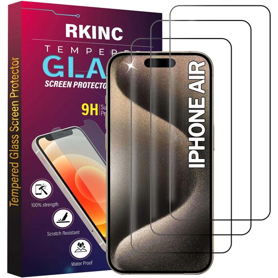 RKINC 3 Stück, Panzerglas Schutz Glas für iPhone Air, Panzer HD Displayschutzfolie, 0,33 mm kratzfest, blasenfrei, splitterfrei