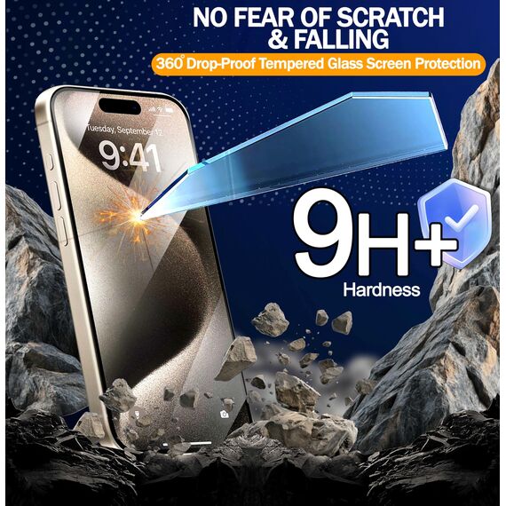 RKINC 2 Stück Panzerglas Schutz Glas für iPhone 15 Pro Max 6.7 Inch, [Automatische Installation] Panzer HD [10X Militärschutz] Displayschutzfolie kratzfest, blasenfrei, splitterfrei