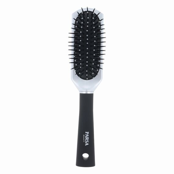 PARSA Beauty Trend Line Haarbürste lang/schmal (Silber) – Kunststoffpins für alle Haartypen – Ergonomisch, Praktisch, ohne Ziepen, Massageeffekt – Ideal für tägliches Haarstyling – 23 x 4,6 x 3,4 cm