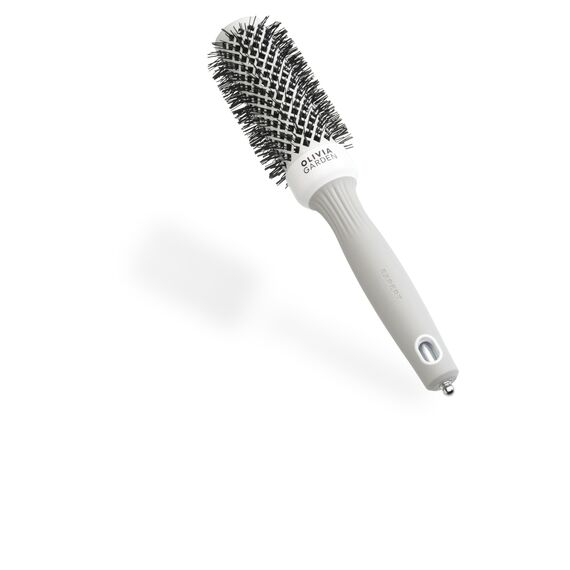 Olivia Garden Expert Blowout Shine - White & Grey - 35 - Keramikbeschichtete Rundbürste für geschmeidiges Ausblasen, krausfreies Haar & strahlenden Glanz