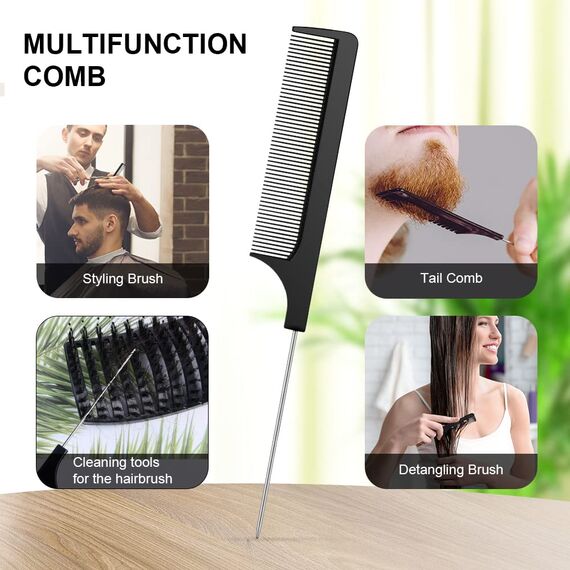 URAQT Haarbürste, 2 Stück Profi Entwirrungsbürste mit Griff, Wildschweinborsten Haarstyling Bürste mit Haarkamm für Lange Feine Dicke Lockige Haare, ohne Ziepen (schwarz+weiß)