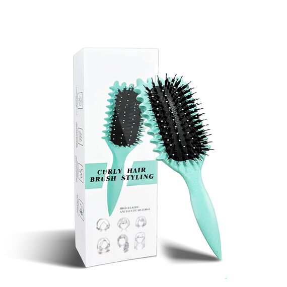 Longyier Lockenbürste, Locken mit Zinken definieren Stylingbürste, zum Kämmen und Formen von Männer- und Frauenlocken, um Ziehen und Lockenablösung zu reduzieren (Grün)