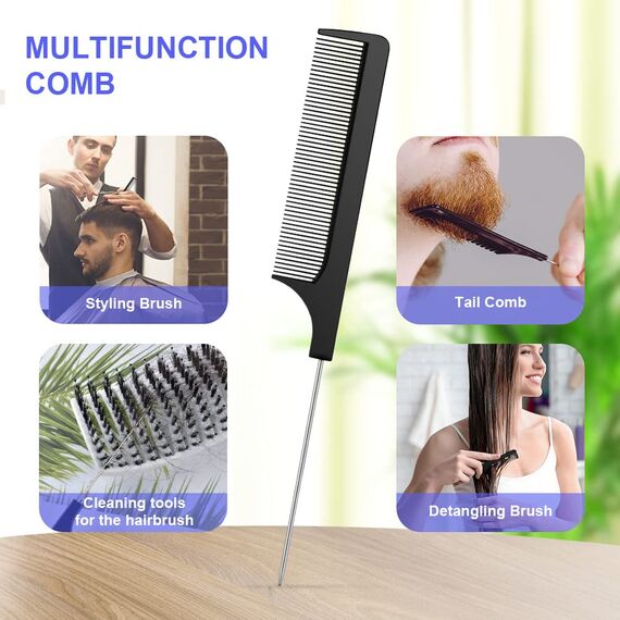 URAQT Haarbürste, Profi Entwirrungsbürste mit Griff, Haarbürste ohne Ziepen, Wildschweinborsten Haarstyling Bürste für Locken Lange Feine Dicke Lockige Haare (O-blau+weiß)