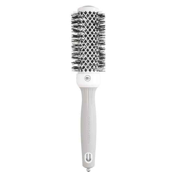 Olivia Garden Expert Blowout Shine - White & Grey - 35 - Keramikbeschichtete Rundbürste für geschmeidiges Ausblasen, krausfreies Haar & strahlenden Glanz