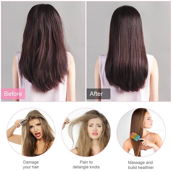 URAQT Haarbürste Ohne Ziepen, Profi Entwirrungsbürste mit Griff für Damen, Herren & Kinder, Wildschweinborsten Haarstyling Bürste für Lange Feine Dicke Lockige Haare (Gradient)