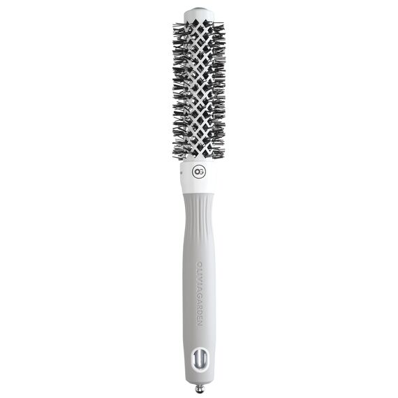 Olivia Garden Expert Blowout Shine - White & Grey - 20 - Keramikbeschichtete Rundbürste für geschmeidiges Ausblasen, krausfreies Haar & strahlenden Glanz