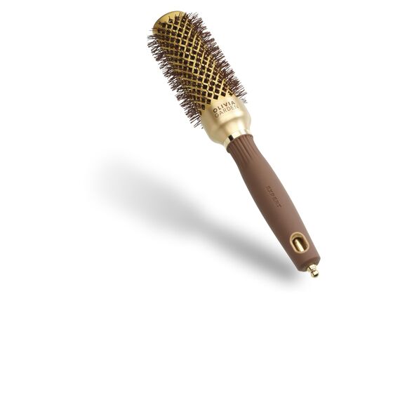 Olivia Garden Expert Blowout Shine - Gold & Brown - 35 - Keramikbeschichtete Rundbürste für geschmeidiges Ausblasen, krausfreies Haar & strahlenden Glanz