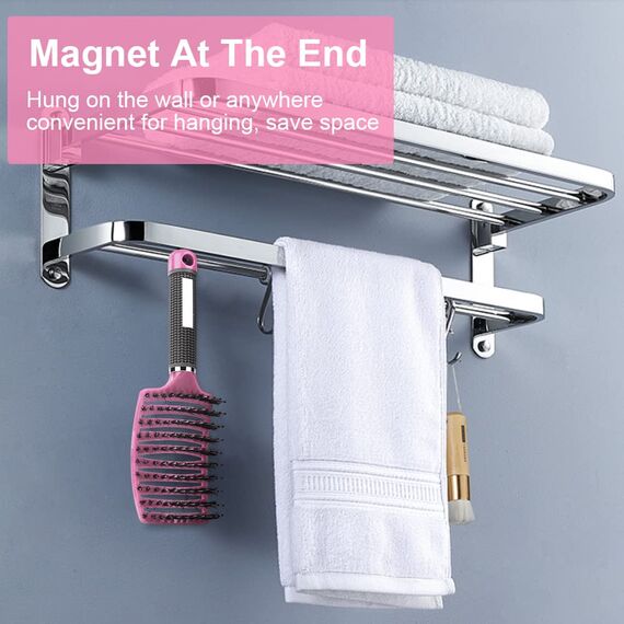 URAQT Haarbürste, Profi Entwirrungsbürste mit Griff, Haarbürste ohne Ziepen, Wildschweinborsten Haarstyling Bürste für Locken Lange Feine Dicke Lockige Haare (Rosa)