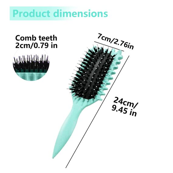 Longyier Lockenbürste, Locken mit Zinken definieren Stylingbürste, zum Kämmen und Formen von Männer- und Frauenlocken, um Ziehen und Lockenablösung zu reduzieren (Grün)