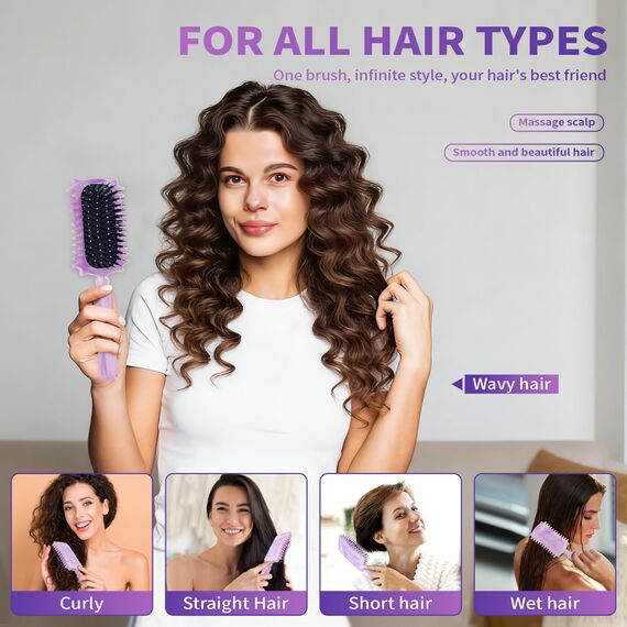 Longyier Lockenbürste, Locken mit Zinken definieren Stylingbürste, zum Kämmen und Formen von Männer- und Frauenlocken, um Ziehen und Lockenablösung zu reduzieren (Marmor Lila)