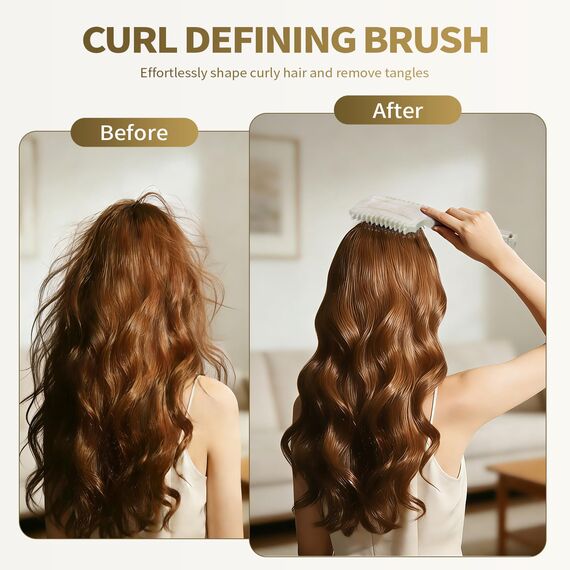 Longyier Lockenbürste, Locken mit Zinken definieren Stylingbürste, zum Kämmen und Formen von Männer- und Frauenlocken, um Ziehen und Lockenablösung zu reduzieren (Marmor Beige)
