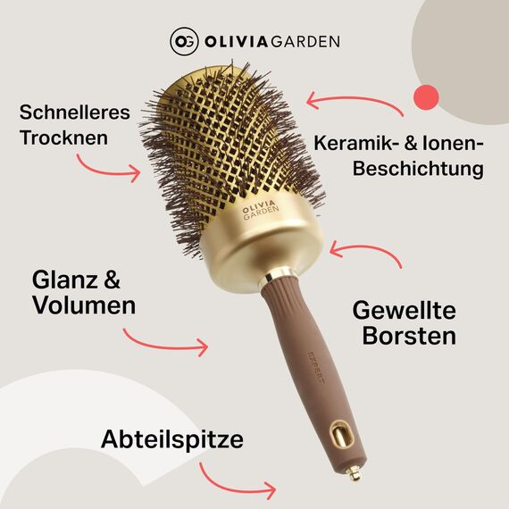 Olivia Garden - Expert Blowout Shine Gold & Brown Haarbürste - 65