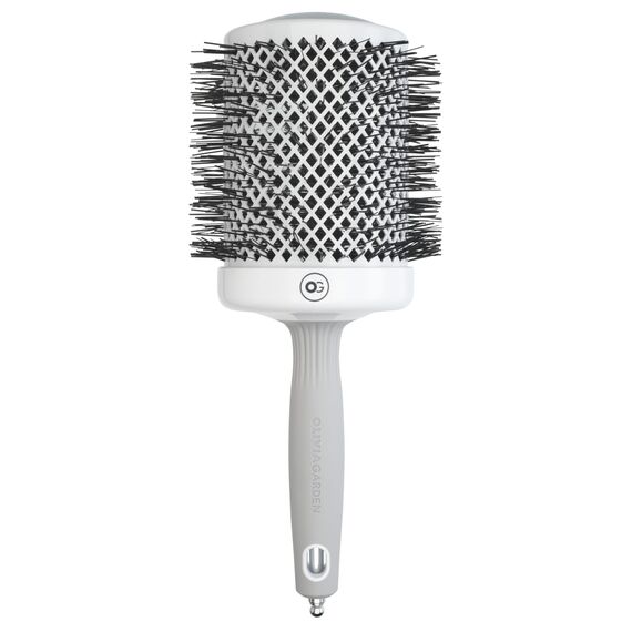 Olivia Garden Expert Blowout Shine - White & Grey - 80 - Keramikbeschichtete Rundbürste für geschmeidiges Ausblasen, krausfreies Haar & strahlenden Glanz