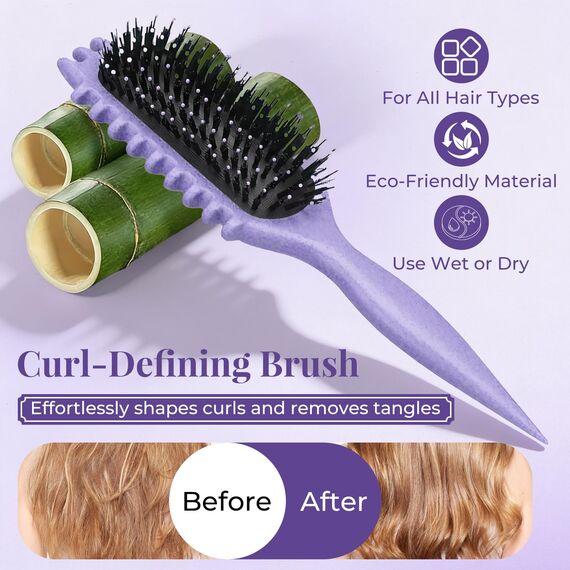 Lockenbürste, curly hair brush Für curly hair, locken bürste Zum Definieren Beim Styling, Antistatisch Entwirren Ohne Ziepen, Ergonomischer Griff, haarbürste Für Frauen Männer (Lila)