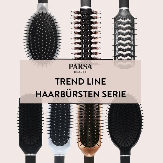 PARSA Beauty Trend Line Haarbürste lang/schmal (Schwarz) mit Kunststoffpins – Allround Bürste Haare für das tägliche Haarstyling – Haarbürste ohne Ziepen (Packung mit 2)