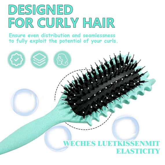 Longyier Lockenbürste, Locken mit Zinken definieren Stylingbürste, zum Kämmen und Formen von Männer- und Frauenlocken, um Ziehen und Lockenablösung zu reduzieren (Grün)