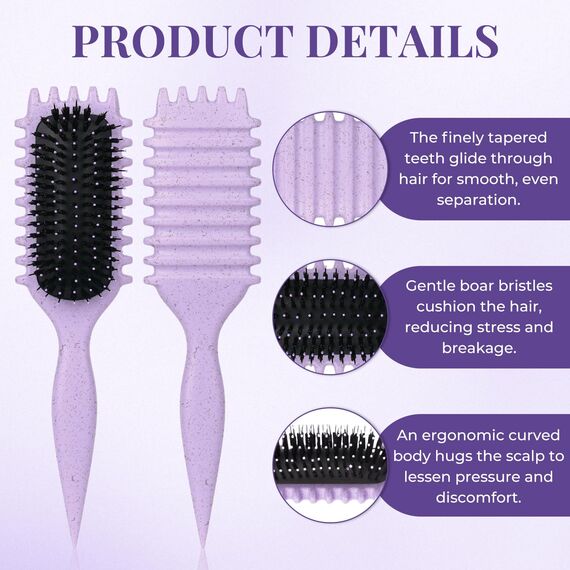 Lockenbürste, curly hair brush Für curly hair, locken bürste Zum Definieren Beim Styling, Antistatisch Entwirren Ohne Ziepen, Ergonomischer Griff, haarbürste Für Frauen Männer (Lila)