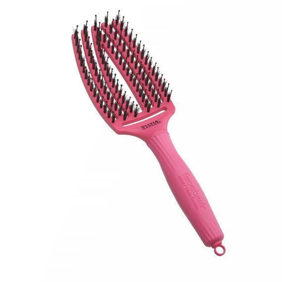 Olivia Garden Fingerbrush Care Iconic - Medium - Hot Pink - Detangler Bürste mit Wildschweinborsten & Nylon für gesundes und glänzendes Haar