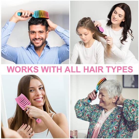 URAQT Haarbürste Ohne Ziepen, Profi Entwirrungsbürste mit Griff für Damen, Herren & Kinder, Wildschweinborsten Haarstyling Bürste für Lange Feine Dicke Lockige Haare (Gradient)