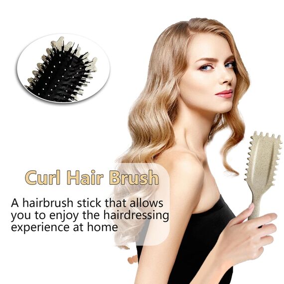 Longyier Lockenbürste, Locken mit Zinken definieren Stylingbürste, zum Kämmen und Formen von Männer- und Frauenlocken, um Ziehen und Lockenablösung zu reduzieren (Beige)