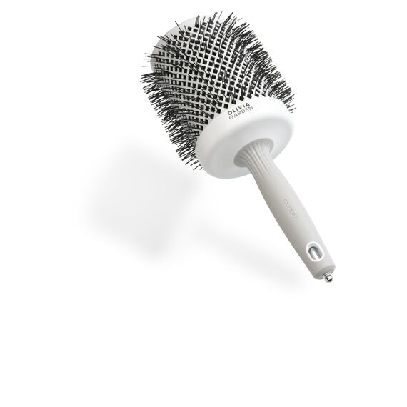Olivia Garden Expert Blowout Shine - White & Grey - 80 - Keramikbeschichtete Rundbürste für geschmeidiges Ausblasen, krausfreies Haar & strahlenden Glanz