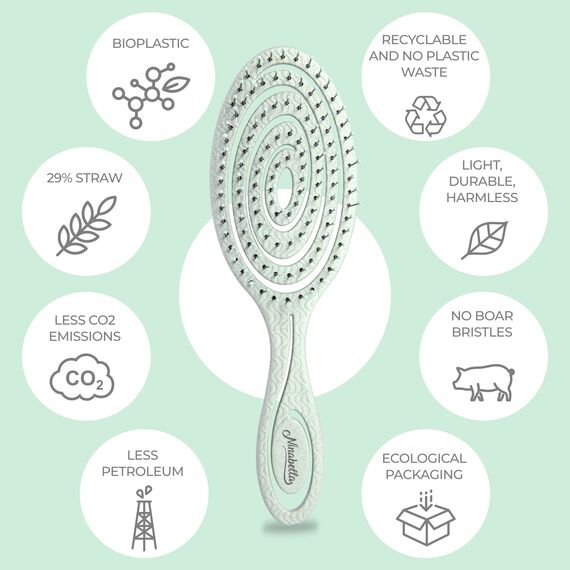 Ninabella Haarbürste ohne Ziepen - Bürste für Damen und Herren - Detangler Bürste auch für Locken & Lange Haare - Entwirrbürste Haarbürsten - Grün