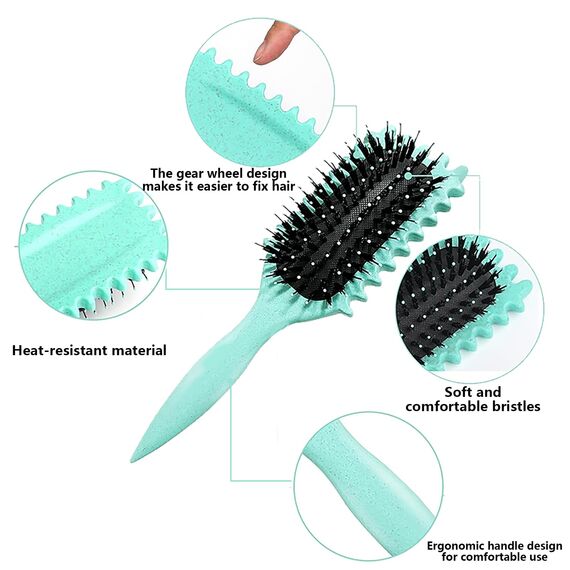 Longyier Lockenbürste, Locken mit Zinken definieren Stylingbürste, zum Kämmen und Formen von Männer- und Frauenlocken, um Ziehen und Lockenablösung zu reduzieren (Grün)