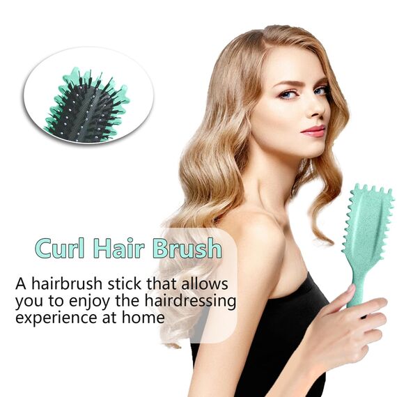 Longyier Lockenbürste, Locken mit Zinken definieren Stylingbürste, zum Kämmen und Formen von Männer- und Frauenlocken, um Ziehen und Lockenablösung zu reduzieren (Grün)