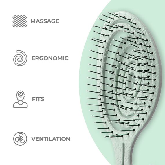 Ninabella Haarbürste ohne Ziepen - Bürste für Damen und Herren - Detangler Bürste auch für Locken & Lange Haare - Entwirrbürste Haarbürsten - Grün