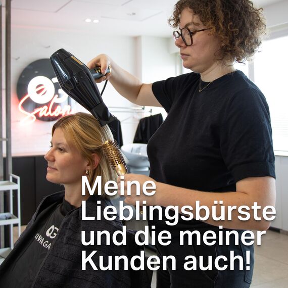 Olivia Garden Expert Blowout Shine – Gold & Braun - 25 - Runde, antistatische Keramikbürste für glänzende und frizzfreie Blowouts
