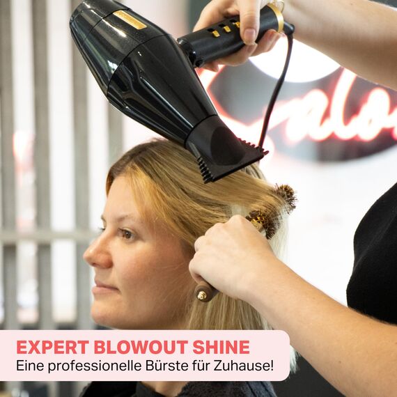 Olivia Garden Expert Blowout Shine - Gold & Brown - 20 - Keramikbeschichtete Rundbürste für geschmeidiges Ausblasen, krausfreies Haar & strahlenden Glanz
