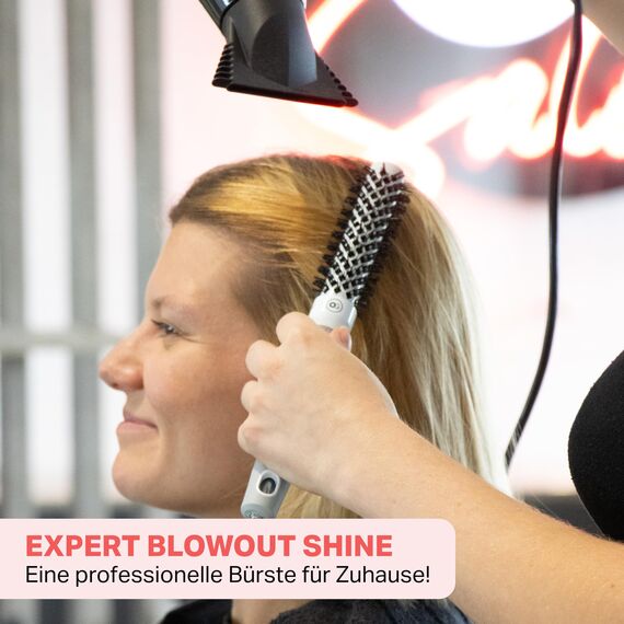 Olivia Garden Expert Blowout Shine - White & Grey - 20 - Keramikbeschichtete Rundbürste für geschmeidiges Ausblasen, krausfreies Haar & strahlenden Glanz