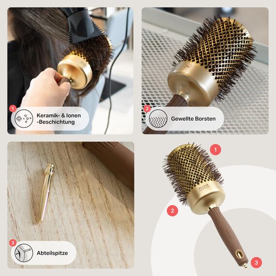 Olivia Garden - Expert Blowout Shine Gold & Brown Haarbürste - 65