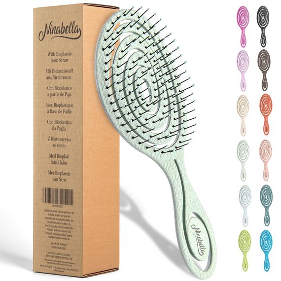 Ninabella Haarbürste ohne Ziepen - Bürste für Damen und Herren - Detangler Bürste auch für Locken & Lange Haare - Entwirrbürste Haarbürsten - Grün