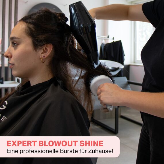 Olivia Garden Expert Blowout Shine - White & Grey - 80 - Keramikbeschichtete Rundbürste für geschmeidiges Ausblasen, krausfreies Haar & strahlenden Glanz