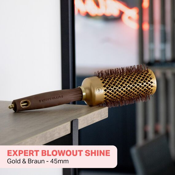 Olivia Garden Expert Blowout Shine - Gold & Brown - 45 - Keramikbeschichtete Rundbürste für geschmeidiges Ausblasen, krausfreies Haar & strahlenden Glanz