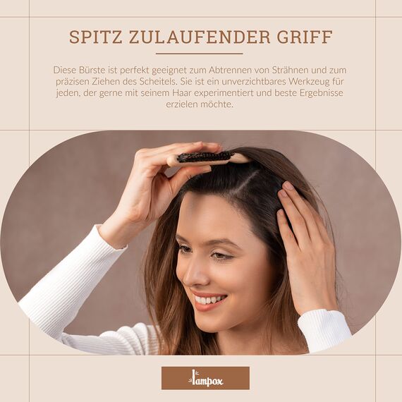 lampox Toupierbürste, wildschweinborsten, sleek bun bürste, Schmale Kammbürste, Teasing Haarbürste, haarbürste sleek look, Frisierkamm, bürste für sleek zopf (Toupierbürste)