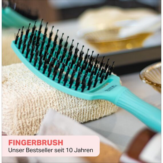 Olivia Garden Fingerbrush Care Iconic - Medium - Mint - Detangler Bürste mit Wildschweinborsten & Nylon für gesundes und glänzendes Haar