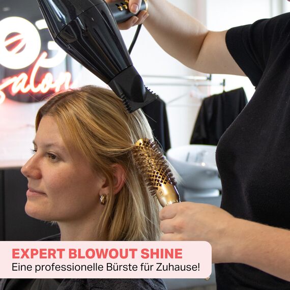Olivia Garden Expert Blowout Shine – Gold & Braun - 25 - Runde, antistatische Keramikbürste für glänzende und frizzfreie Blowouts